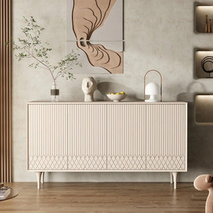 Admon Cream Sideboard, Modern Storage Cabinet with Metal Frame & MDF Finish for Living & Dining Room - Sleek Furniture