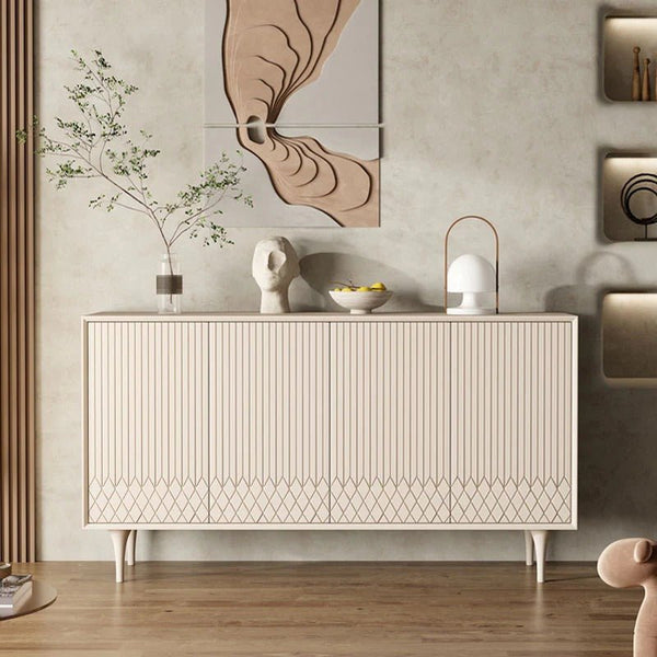 Admon Cream Sideboard, Modern Storage Cabinet with Metal Frame & MDF Finish for Living & Dining Room - Sleek Furniture