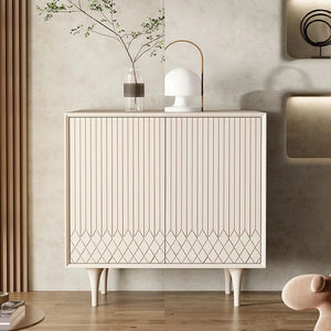 Admon Cream Sideboard, Modern Storage Cabinet with Metal Frame & MDF Finish for Living & Dining Room - Sleek Furniture
