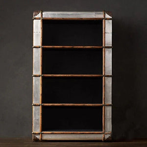 AF55 Aviator Loft Style Bookcase – Industrial Aluminum & Wood Shelving Unit, Modern Contemporary Storage Display Rack for Living Room & Office - Sleek Furniture