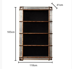 AF55 Aviator Loft Style Bookcase – Industrial Aluminum & Wood Shelving Unit, Modern Contemporary Storage Display Rack for Living Room & Office - Sleek Furniture