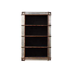 AF55 Aviator Loft Style Bookcase – Industrial Aluminum & Wood Shelving Unit, Modern Contemporary Storage Display Rack for Living Room & Office - Sleek Furniture