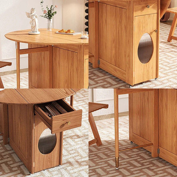 Ainsley Folding Extendable Wooden Dining Table – Space Saving Adjustable Dining Table in Oak & Dark Oak Finish - Sleek Furniture