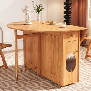Ainsley Folding Extendable Wooden Dining Table – Space Saving Adjustable Dining Table in Oak & Dark Oak Finish - Sleek Furniture