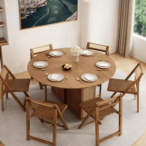 Ainsley Folding Extendable Wooden Dining Table – Space Saving Adjustable Dining Table in Oak & Dark Oak Finish - Sleek Furniture
