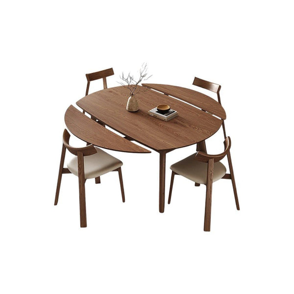Aitken Round Folding Solid Wood Dining Table – Space Saving Extendable Round Wooden Dining Table, Modern Folding Kitchen & Dining Table – Walnut & Grey Finish - Sleek Furniture