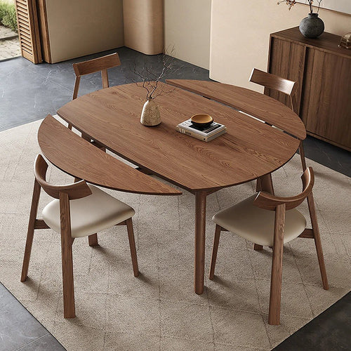 Aitken Round Folding Solid Wood Dining Table – Space Saving Extendable Round Wooden Dining Table, Modern Folding Kitchen & Dining Table – Walnut & Grey Finish - Sleek Furniture
