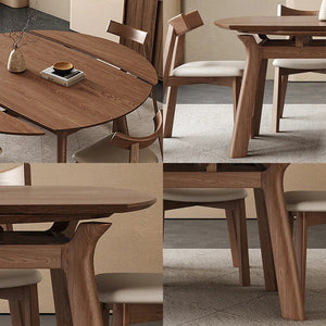 Aitken Round Folding Solid Wood Dining Table – Space Saving Extendable Round Wooden Dining Table, Modern Folding Kitchen & Dining Table – Walnut & Grey Finish - Sleek Furniture