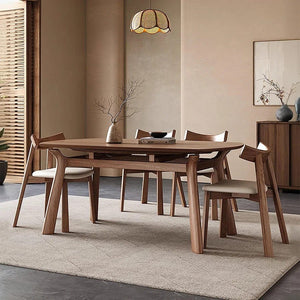 Aitken Round Folding Solid Wood Dining Table – Space Saving Extendable Round Wooden Dining Table, Modern Folding Kitchen & Dining Table – Walnut & Grey Finish - Sleek Furniture