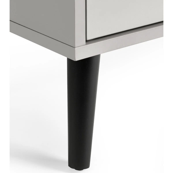 Alba 2 Drawer Bedside Table in Silk Grey with Soft Close Drawers and Black Metal Handles - Sleek Furniture