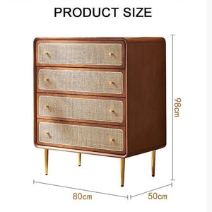 Alexander Chest of Drawers Cabinet – Ash Wood & Rattan Storage Unit, Modern Contemporary Multi - Drawer Organizer - Sleek Furniture