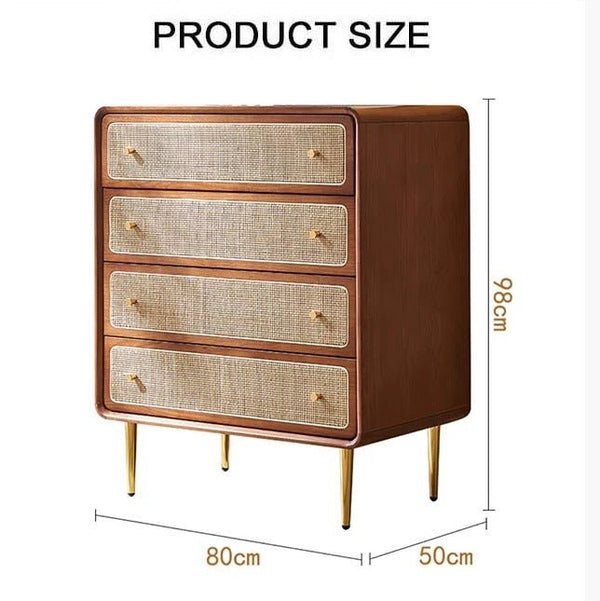 Alexander Chest of Drawers Cabinet – Ash Wood & Rattan Storage Unit, Modern Contemporary Multi - Drawer Organizer - Sleek Furniture