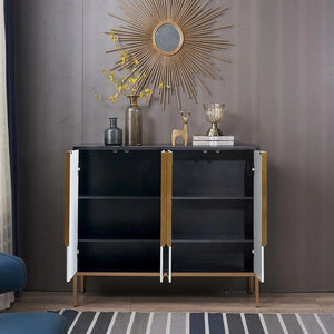 Alison Modern Sideboard Cabinet – Wooden & MDF Storage Unit with Spacious Shelves, Contemporary Design for Living Room, Dining Room & Hallway (Grey, Black, White) - Sleek Furniture