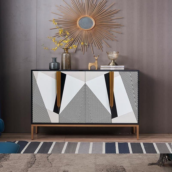 Alison Modern Sideboard Cabinet – Wooden & MDF Storage Unit with Spacious Shelves, Contemporary Design for Living Room, Dining Room & Hallway (Grey, Black, White) - Sleek Furniture