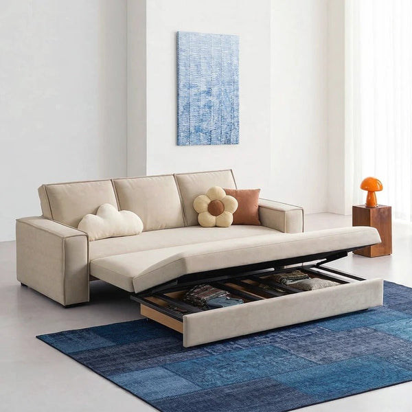 Alvarado Velvet Two Seater Sofa Bed – Foldable Convertible Sofa Bed with Steel Frame & High Density Foam, Modern Sofa Bed for Living Room or Guest Room, Multiple Sizes & Colours - Sleek Furniture