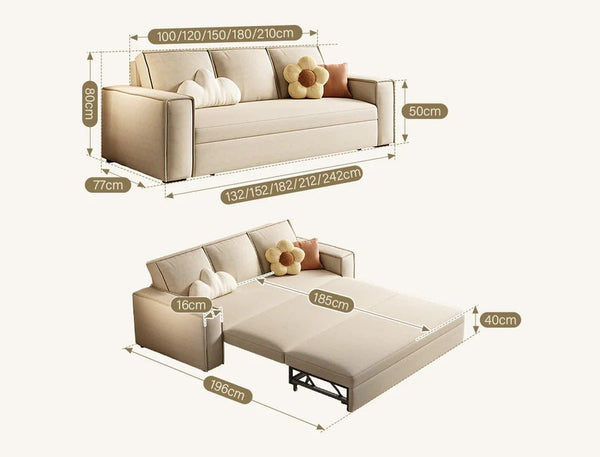 Alvarado Velvet Two Seater Sofa Bed – Foldable Convertible Sofa Bed with Steel Frame & High Density Foam, Modern Sofa Bed for Living Room or Guest Room, Multiple Sizes & Colours - Sleek Furniture