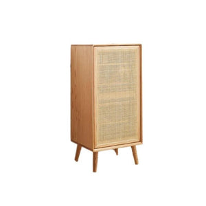 Amigo Cane Rattan Shoe Storage Cabinet with Wooden Frame, Modern Oak Hallway Shoe Organizer Unit - Sleek Furniture