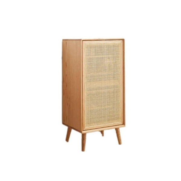 Amigo Cane Rattan Shoe Storage Cabinet with Wooden Frame, Modern Oak Hallway Shoe Organizer Unit - Sleek Furniture