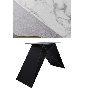 Amsterdam Sintered Stone Dining Table, Modern Rectangular Dining Table with Carbon Steel Frame, White and Black Kitchen & Dining Table - Sleek Furniture