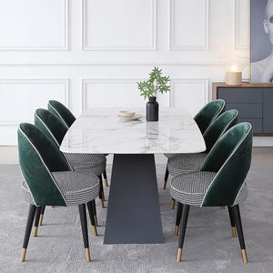 Amsterdam Sintered Stone Dining Table, Modern Rectangular Dining Table with Carbon Steel Frame, White and Black Kitchen & Dining Table - Sleek Furniture