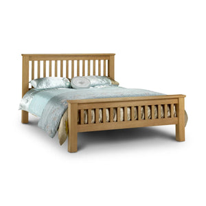 Amsterdam Solid Oak High Foot End Bed Frame – Shaker Style Wooden Bed with Sprung Slatted Base - Sleek Furniture