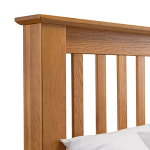 Amsterdam Solid Oak High Foot End Bed Frame – Shaker Style Wooden Bed with Sprung Slatted Base - Sleek Furniture