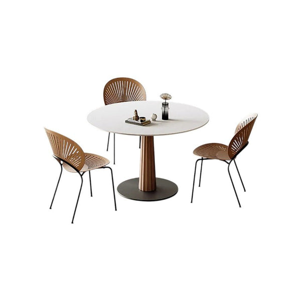 Anderson Small Round Dining Table, Sintered Stone Top & Solid Wood Base, Modern Compact Round Dining Table for 4, Contemporary Kitchen & Dining Room Table - Sleek Furniture