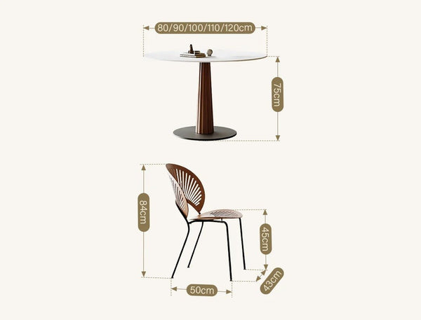 Anderson Small Round Dining Table, Sintered Stone Top & Solid Wood Base, Modern Compact Round Dining Table for 4, Contemporary Kitchen & Dining Room Table - Sleek Furniture