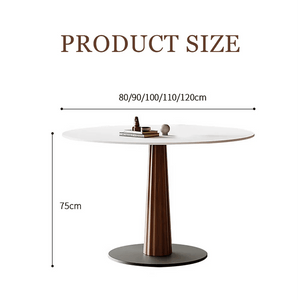 Anderson Small Round Dining Table, Sintered Stone Top & Solid Wood Base, Modern Compact Round Dining Table for 4, Contemporary Kitchen & Dining Room Table - Sleek Furniture