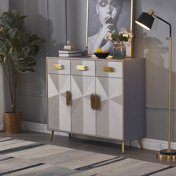 Andrey Modern Sideboard Cabinet – Light Brown MDF & Metal Storage Unit with Spacious Shelving, Contemporary Living Room & Dining Storage Solution - Sleek Furniture