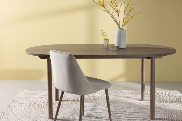 Andy Oval Dining Table | Natural MDF with Cylindrical Legs, 180x75cm