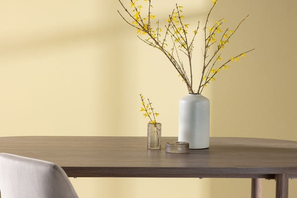 Andy Oval Dining Table | Natural MDF with Cylindrical Legs, 180x75cm