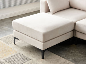 Anek 3-Seater Sofa, Beige Fabric | Modern Comfort with Metal Legs
