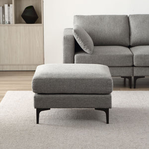 Anek 3-Seater Sofa with Ottoman, Dark Grey Fabric | Modern Designer Comfort
