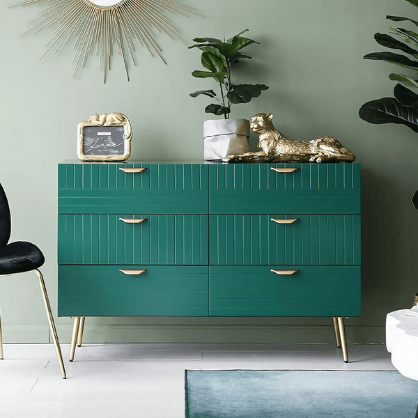 Ankhara Modern Green Sideboard Cabinet – Contemporary Storage Unit with MDF Body & Painted Steel Frame - Sleek Furniture