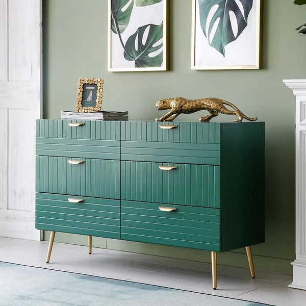 Ankhara Modern Green Sideboard Cabinet – Contemporary Storage Unit with MDF Body & Painted Steel Frame - Sleek Furniture