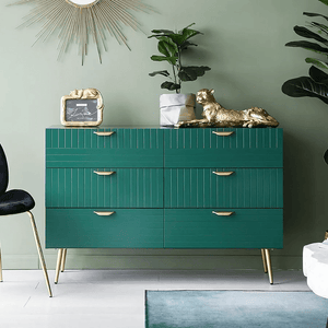 Ankhara Modern Green Sideboard Cabinet – Contemporary Storage Unit with MDF Body & Painted Steel Frame - Sleek Furniture