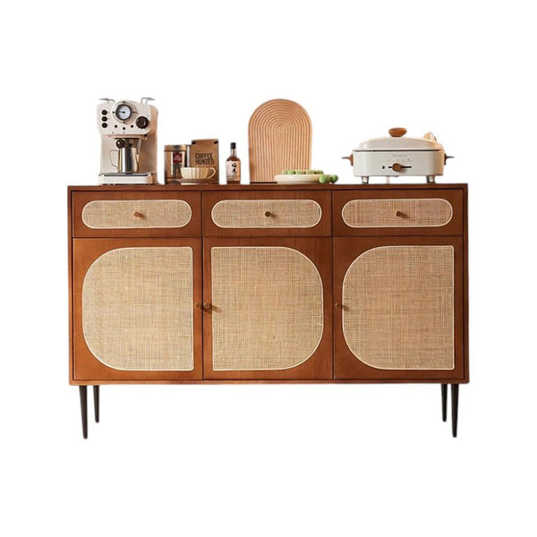 Antonio Long Solid Wood Sideboard – 140cm Walnut Finish Modern Storage Cabinet with Spacious Drawers & Cabinets – Contemporary Wooden Sideboard for Living Room, Dining Room & Hallway - Sleek Furniture