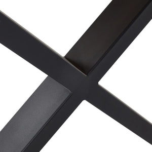 Aron 180cm Herringbone Wooden Dining Table with Black Cross Metal Legs - Sleek Furniture