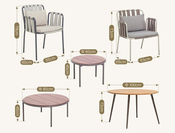 Artemis Outdoor Round Dining Table Set with Cushioned Chairs, Modern Patio Garden Furniture Set, Solid Wood & Aluminium Outdoor Dining Table and Chairs, Light Grey & Black - Sleek Furniture