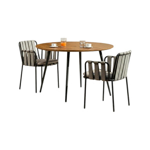 Artemis Outdoor Round Dining Table Set with Cushioned Chairs, Modern Patio Garden Furniture Set, Solid Wood & Aluminium Outdoor Dining Table and Chairs, Light Grey & Black - Sleek Furniture