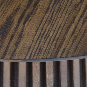 Arya Dark Oak Extending Dining Table – Japandi Round to Oval MDF Veneer Dining Table (200cm) - Sleek Furniture