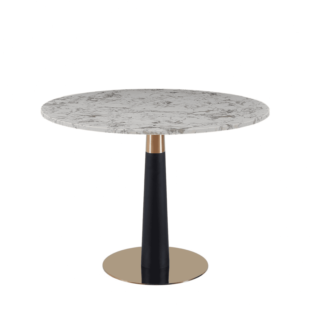 Mmilo Luxury Round Dining Table | White Marble Top with Gold & Black Base, 100cm