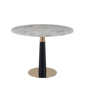 Mmilo Luxury Round Dining Table | White Marble Top with Gold & Black Base, 100cm