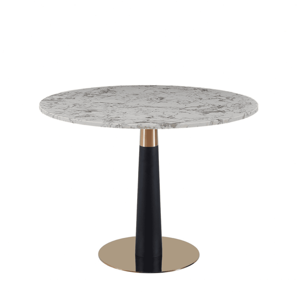 Mmilo Luxury Round Dining Table | White Marble Top with Gold & Black Base, 100cm