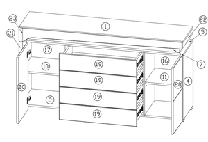 Athens Grey & White High Gloss Sideboard with LED Lights – 2 Doors, 4 Drawers, Modern Storage Cabinet, H81.9 x W158.7 x D42.8cm - My Store