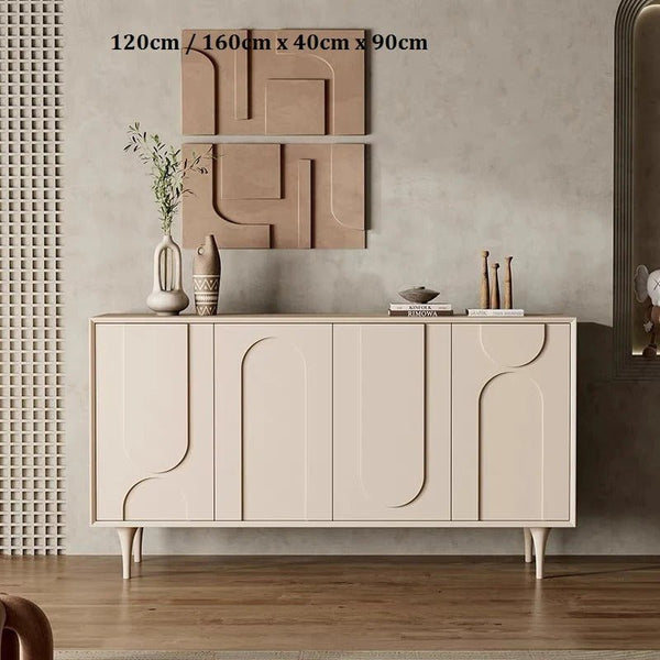 Auvergne Modern Sideboard Cabinet – Cream White MDF & Carbon Steel Storage Unit, Contemporary Buffet Cupboard for Living & Dining Room - Sleek Furniture