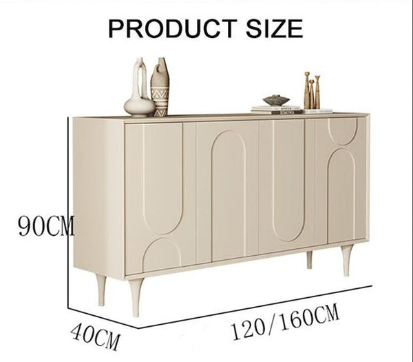 Auvergne Modern Sideboard Cabinet – Cream White MDF & Carbon Steel Storage Unit, Contemporary Buffet Cupboard for Living & Dining Room - Sleek Furniture