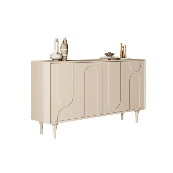 Auvergne Modern Sideboard Cabinet – Cream White MDF & Carbon Steel Storage Unit, Contemporary Buffet Cupboard for Living & Dining Room - Sleek Furniture
