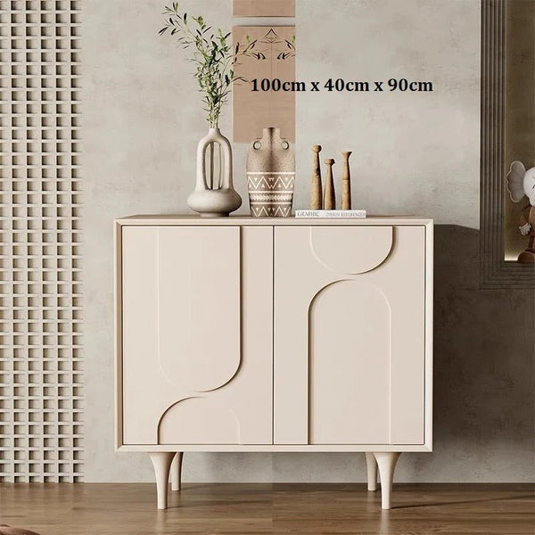 Auvergne Modern Sideboard Cabinet – Cream White MDF & Carbon Steel Storage Unit, Contemporary Buffet Cupboard for Living & Dining Room - Sleek Furniture